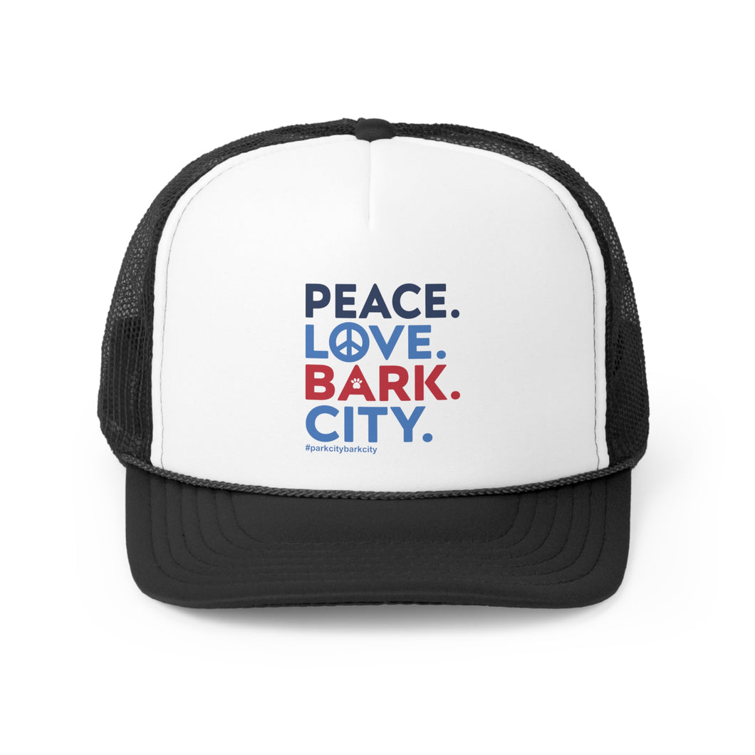 PARK CITY BARK CITY PEACE LOVE BARK CITY Trucker Cap Hat