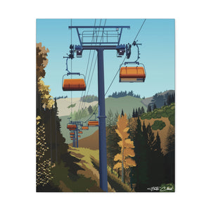 PARK CITY CANYONS ORANGE BUBBLE EXPRESS Chairlift Classic Pop Art Style Canvas Utah Ski Skiing Decor by Haute Cloud