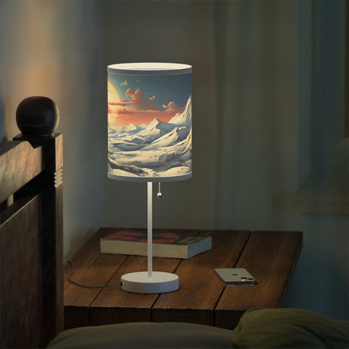 NIGHT LIGHT PARK CITY MOUNTAIN VISION - Elevate ambiance with our Park City FutureScape Mountain Art Ski Nightstand Lamp transports you to a Park City of the Future with a warm glow creates a cozy skiing vibe. Experience the mountain magic! Home Decor