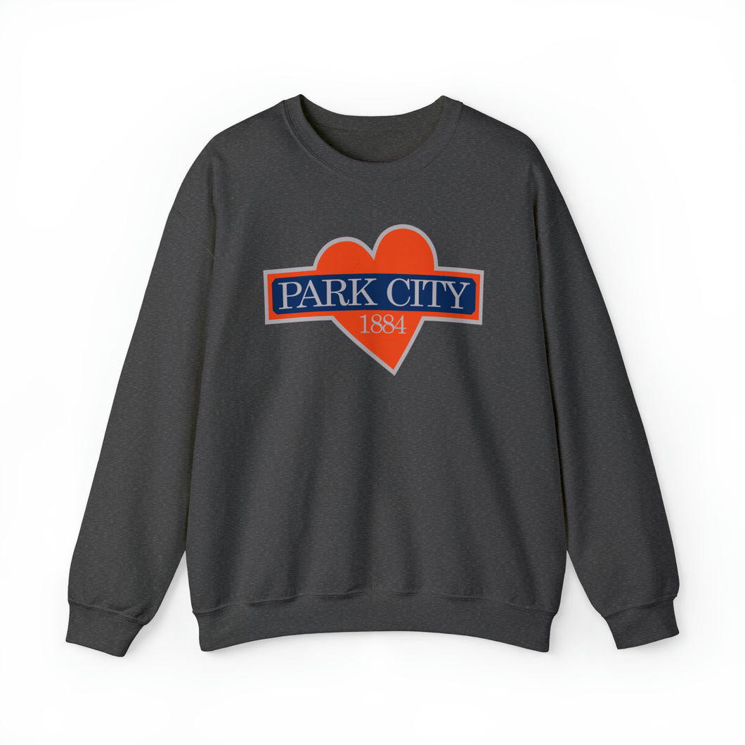 PARK CITY LOVE WHERE YOU LIVE Heart Unisexy Heavy Blend Crewneck Sweatshirt Apres Ski Chalet