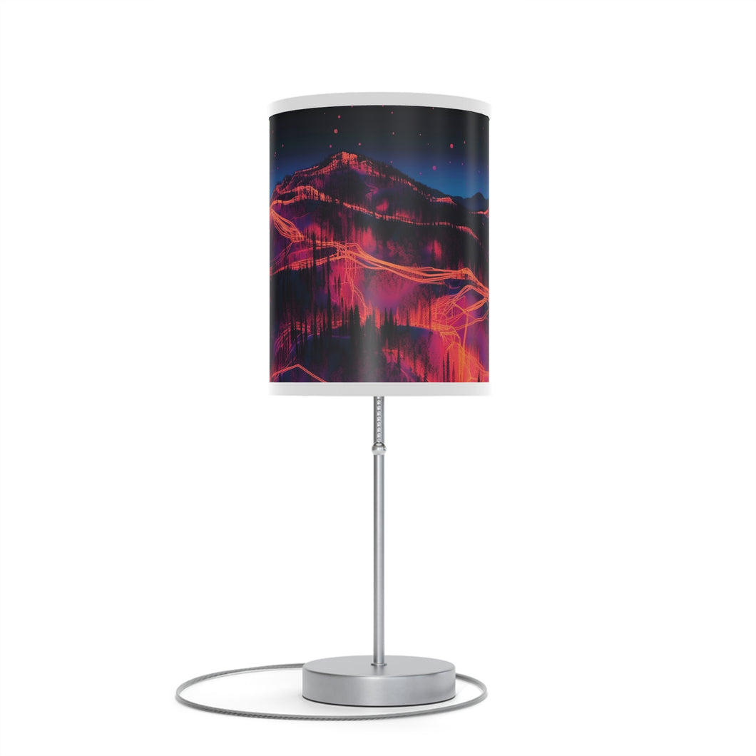 PARK CITY MOUNTAIN FUTURE - Elevate ambiance with our Park City FutureScape Awesome Mountain Art Ski Nightstand Lamp transports you to a Park City of the Future with a warm glow creates a cozy skiing vibe. Experience the mountain magic! Home Decor