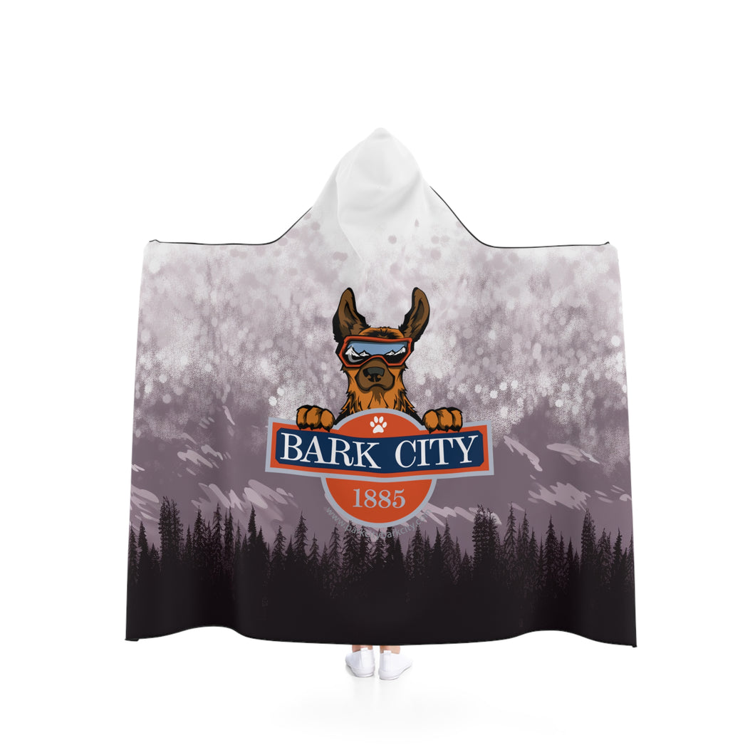 BARK CITY HOODED BLANKET Super Warm Fuzzy Cozy Hooded Sherpa Fleece Blanket w/ Mascot 