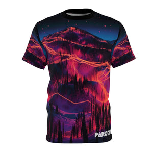 MOUNTAIN T-SHIRT FUTURE PARK CITY ALLUME - Step into the Future of a LIFE Elevated in this Visionary World of Mountain Adventure and Fantasy. Original Park City Utah Designed Custom Unisex T-shirt - Ski Skiing Wasatch Nature Discovery