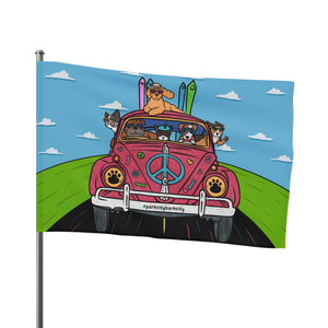 BARK CITY ROADTRIP VW BEETLE Park City Decorative Flag