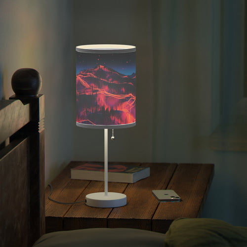 NIGHT LIGHT PARK CITY MOUNTAIN FUTURE - Elevate ambiance with our Park City FutureScape Mountain Art Ski Nightstand Lamp transports you to a Park City of the Future with a warm glow creates a cozy skiing vibe. Experience the mountain magic! Home Decor