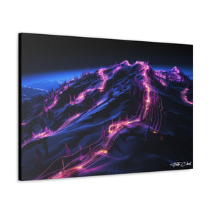 FUTURE PARK CITY ART ALPENGLOW Original Inter-dimensional mountain ART by Haute Cloud – a mesmerizing blend of nature & mountain fantasy on Canvas Gallery in our Dreamscape Collection