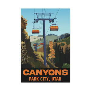 PARK CITY CANYONS ORANGE BUBBLE EXPRESS Chairlift Classic Pop Art Style Canvas Utah Ski Skiing Decor Poster by Haute Cloud