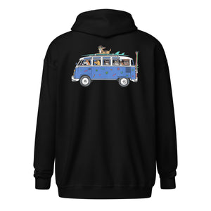 PARK CITY BARK CITY Retro Vintage VW Microbus Baja Surf Crew Unisex Cozy Warm heavy blend zip hoodie