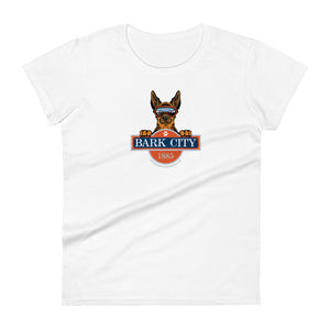 Ladies BARK CITY "Rocky" Mascot Patrol Dog Women's short sleeve t-shirt